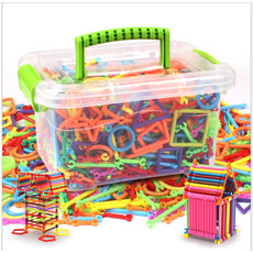  聪明魔术棒积木儿童智力玩具DIY早教益智拼插拼装玩具 500根收纳箱装