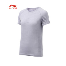 李宁/LI NING 训练系列女子修身圆领针织运动短袖T恤2021年夏季ATSR424