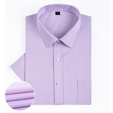 verhouse 夏季新款男装修身商务短袖衬衫休闲条纹方领男士职业衬衣