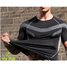 L男士印花健身短袖 训练跑步运动服透气高弹速干紧身T恤上衣91201