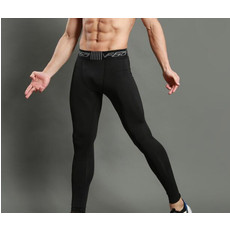 LX运动紧身打底裤健身跑步训练长裤弹力速干透气纯黑