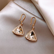 KSY 韩国三角形闪钻时尚新款潮高级感气质奢华耳环